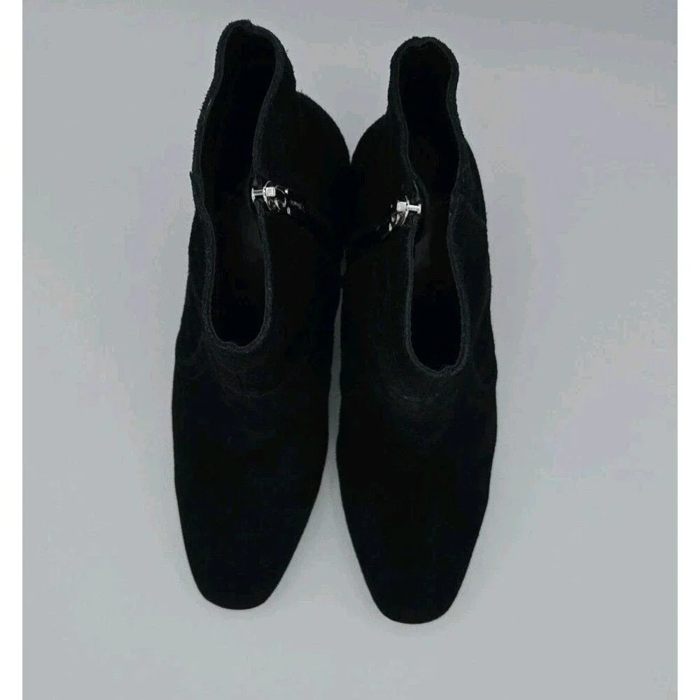 Blondo Sadie Waterproof Bootie Woman Black Suede Ankle Block Heel Boots Size 9